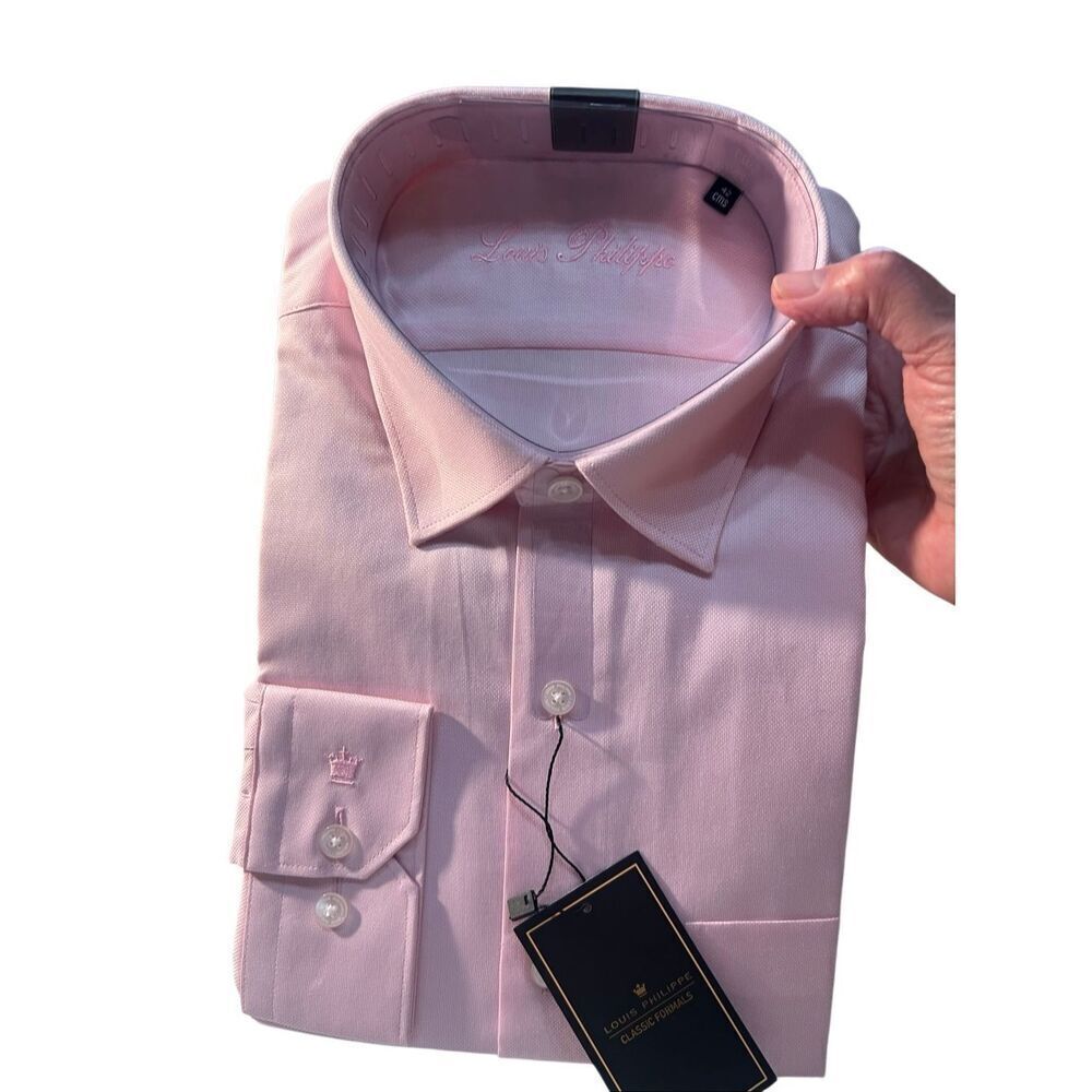 Louis Philippe Men’s Pink Twill Dress Shirt Sz 42 Slim fit NWT